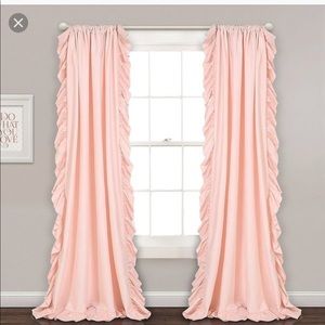 French linen all around ruffle curtains set, blush